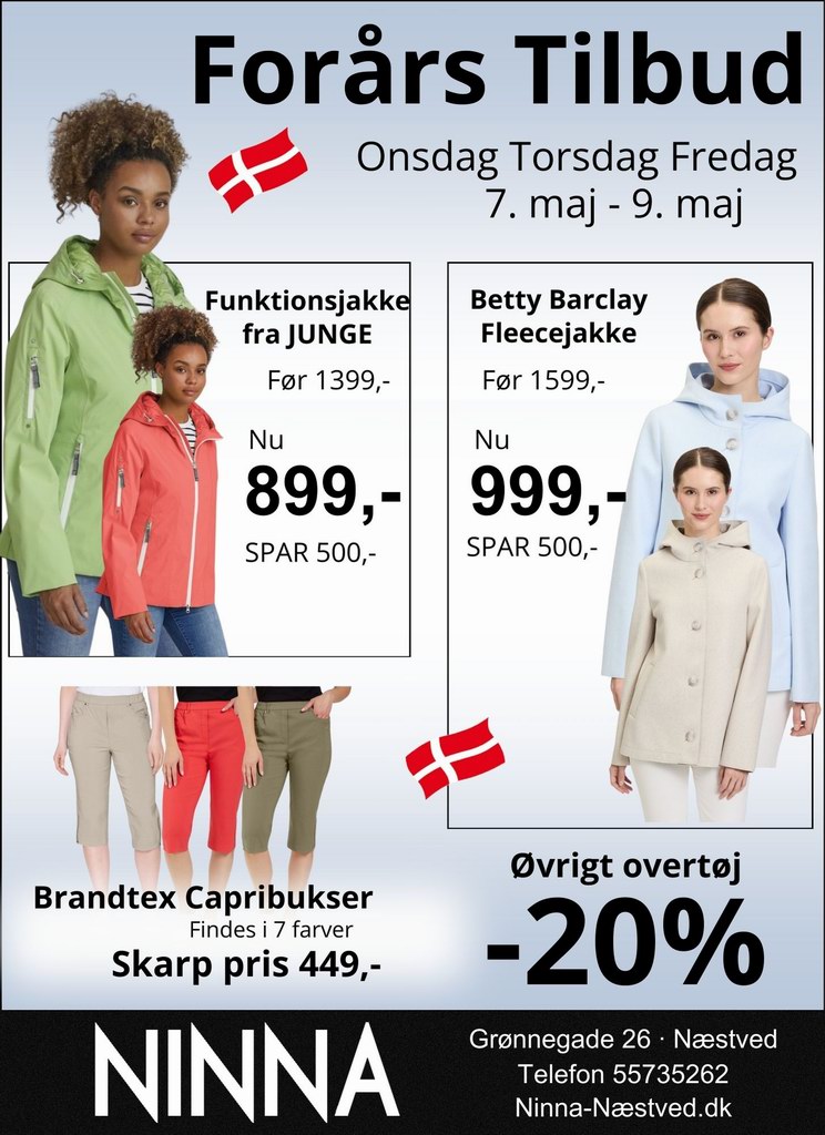 Forårs Tilbud på Overtøj hos NINNA i Næstved