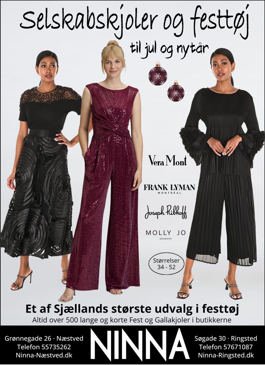 Oplev alt det flotte festtøj, hos NINNA i Næstved