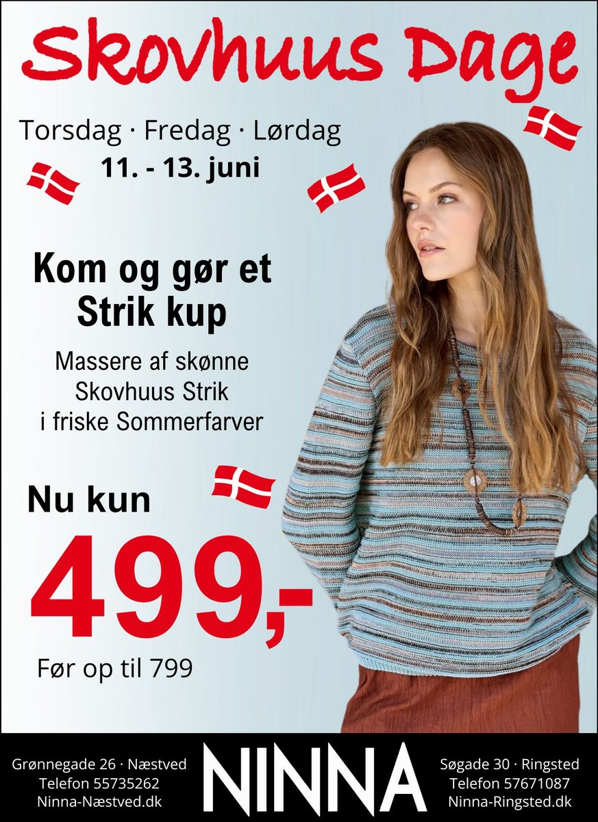Kom til Skovhusdage hos NINNA i Næstved · massere af skønne Skovhus strik til 499