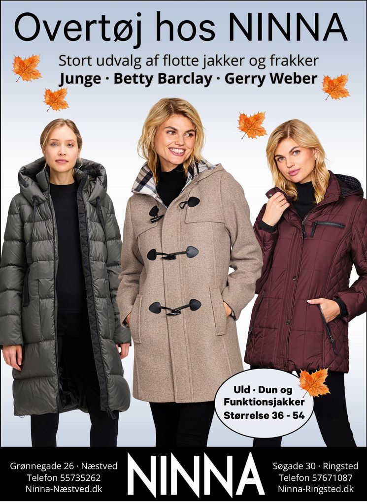 Oplev det flotte udvalg i Overtøj fra Junge, Betty Barclay og Gerry Weber, hos NINNA i Næstved
