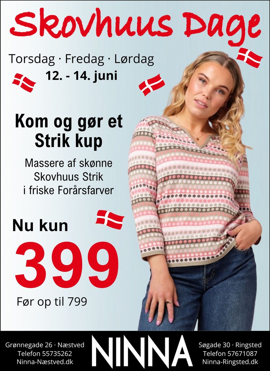Skovhus dage hos NINNA i Næstved - Mange flotte Skovhus strik til sommeren til kun 399,-